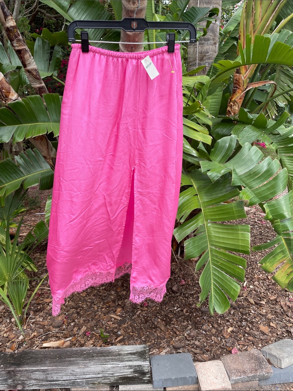 lace trim front slit, maxi slip dress